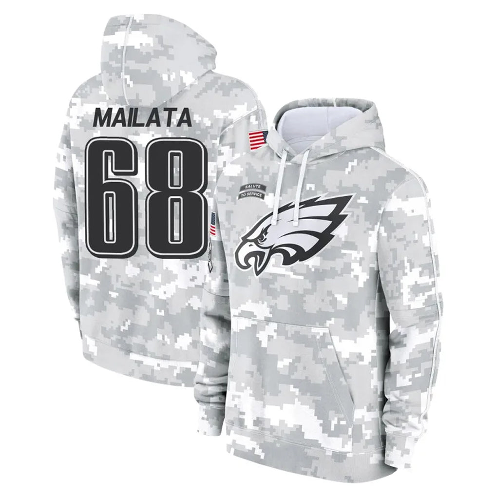 Kieara P.Eagles #68 Jordan Mailata Player Arctic Camo Salute to Service Pullover Hoodies Limited Game Stitched Jerseys