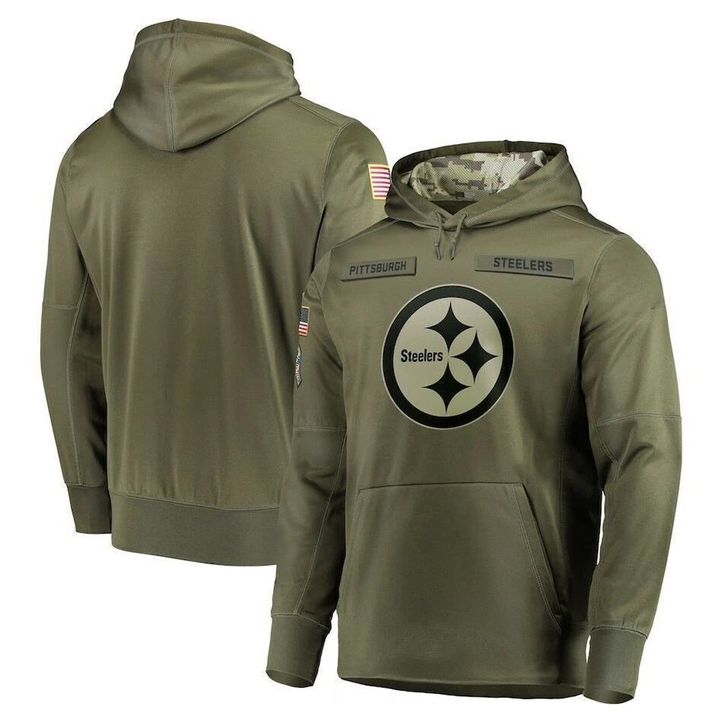 Kieara P.Steelers Olive Salute to Service Pullover Hoodie Home Game Blank Player Stitched Jerseys