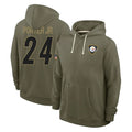 Kieara P.Steelers #24 Joey Porter Jr. Player Olive Salute to Service Pullover Hoodies Limited Stitched Jerseys