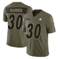 Kieara P.Steelers #30 Jaylen Warren Player Olive 2025 Salute To Service Limited Home Game Stitched Jerseys