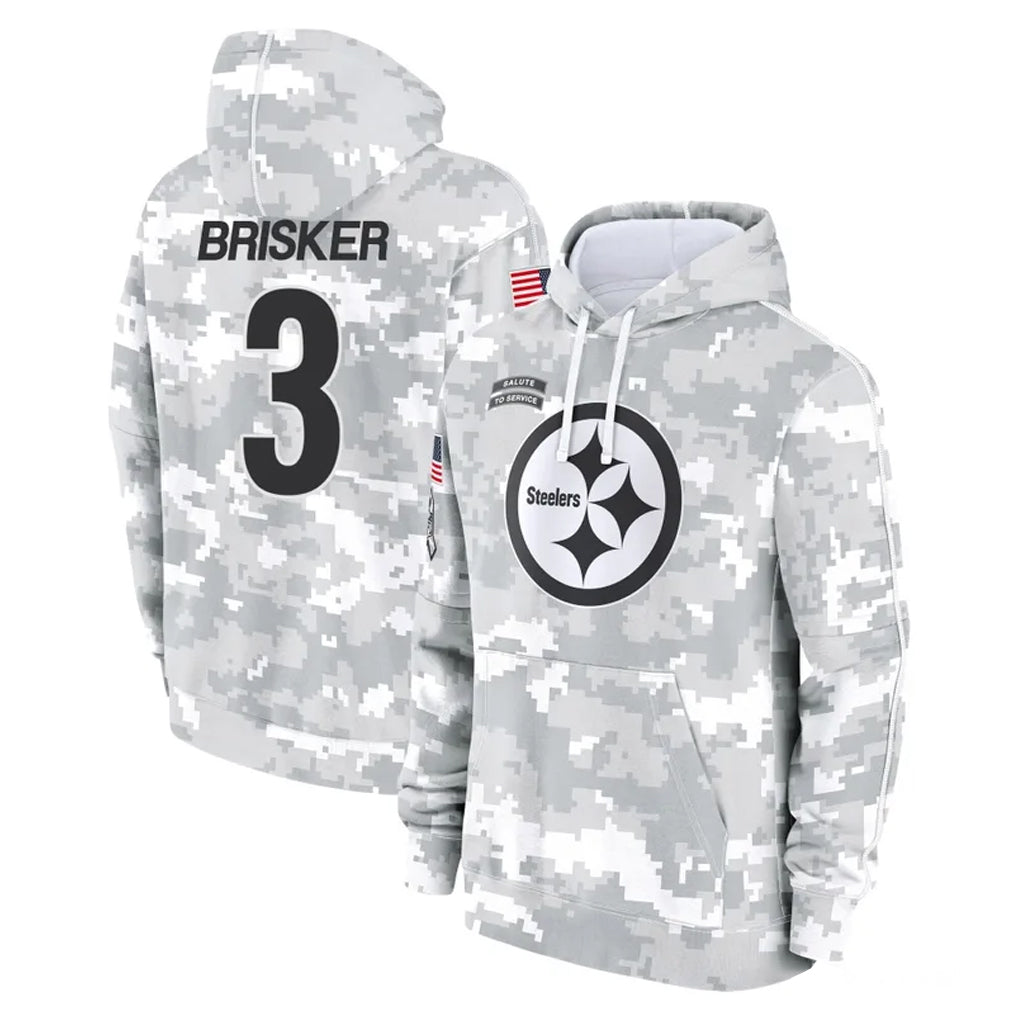 Kieara P.Steelers #3 Jaquan Brisker Player Arctic Camo Limited Salute to Service Pullover Hoodies Game Stitched Jerseys
