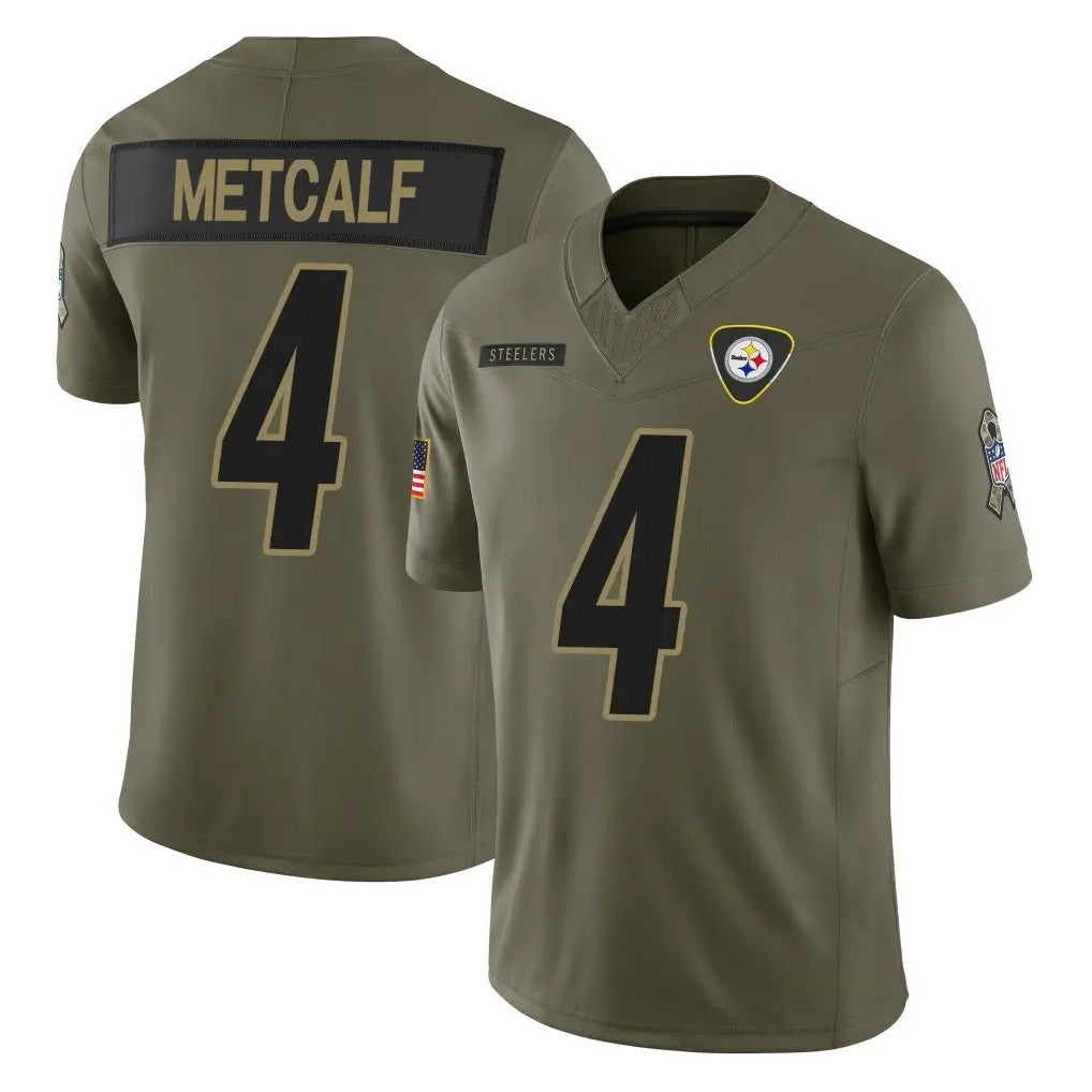 Kieara P.Steelers #4 DK Metcalf Player Olive 2025 Salute To Service Limited Home Game Stitched Jerseys