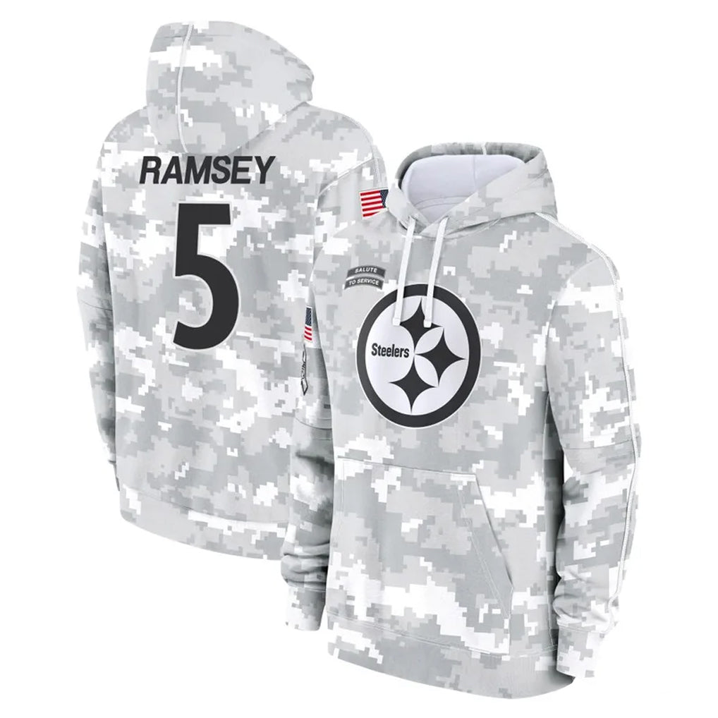 Kieara P.Steelers #5 Jalen Ramsey Player Arctic Camo Limited Salute to Service Pullover Hoodies Game Stitched Jerseys