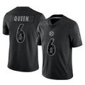 Kieara P.Steelers #6 Patrick Queen Player Black Reflective Limited Home Game Stitched Jerseys