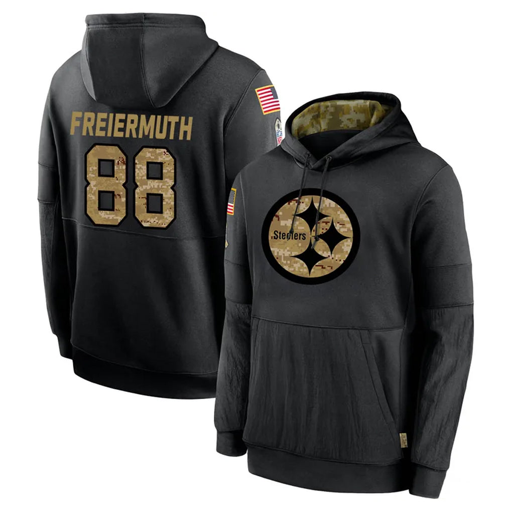 Kieara P.Steelers #88 Pat Freiermuth Player Black Salute to Service Hoodies Limited Game Stitched Jerseys