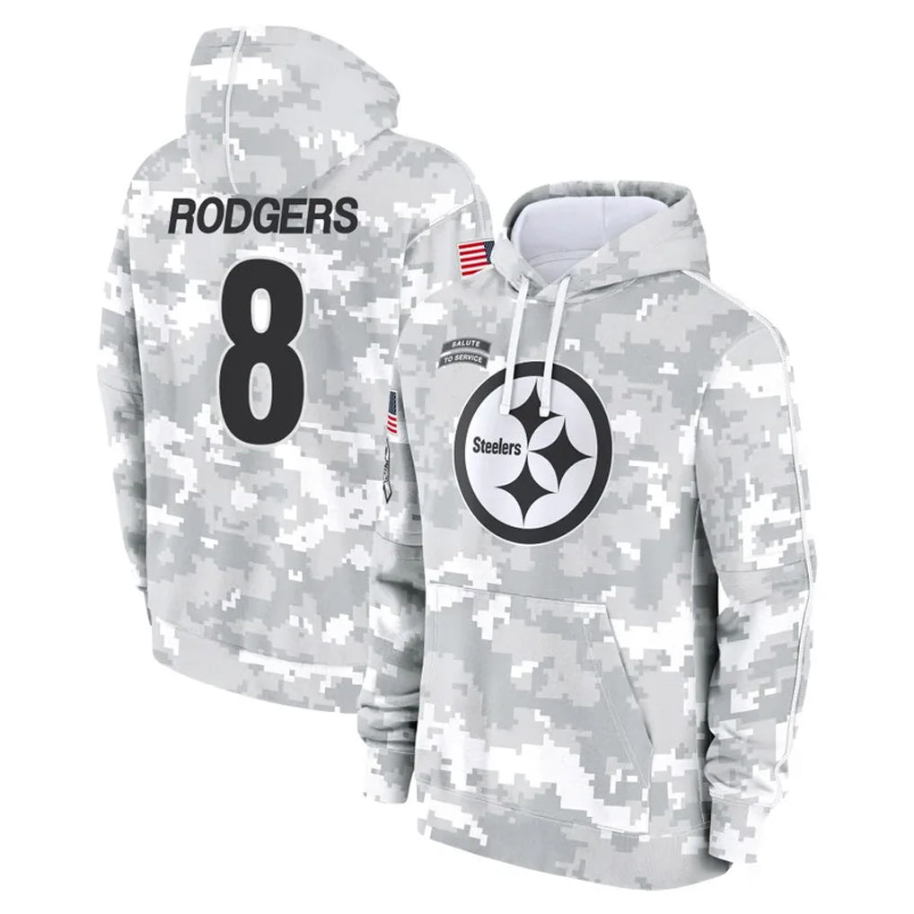 Kieara P.Steelers #8 Aaron Rodgers Player Arctic Camo Limited Salute to Service Pullover Hoodies Game Stitched Jerseys