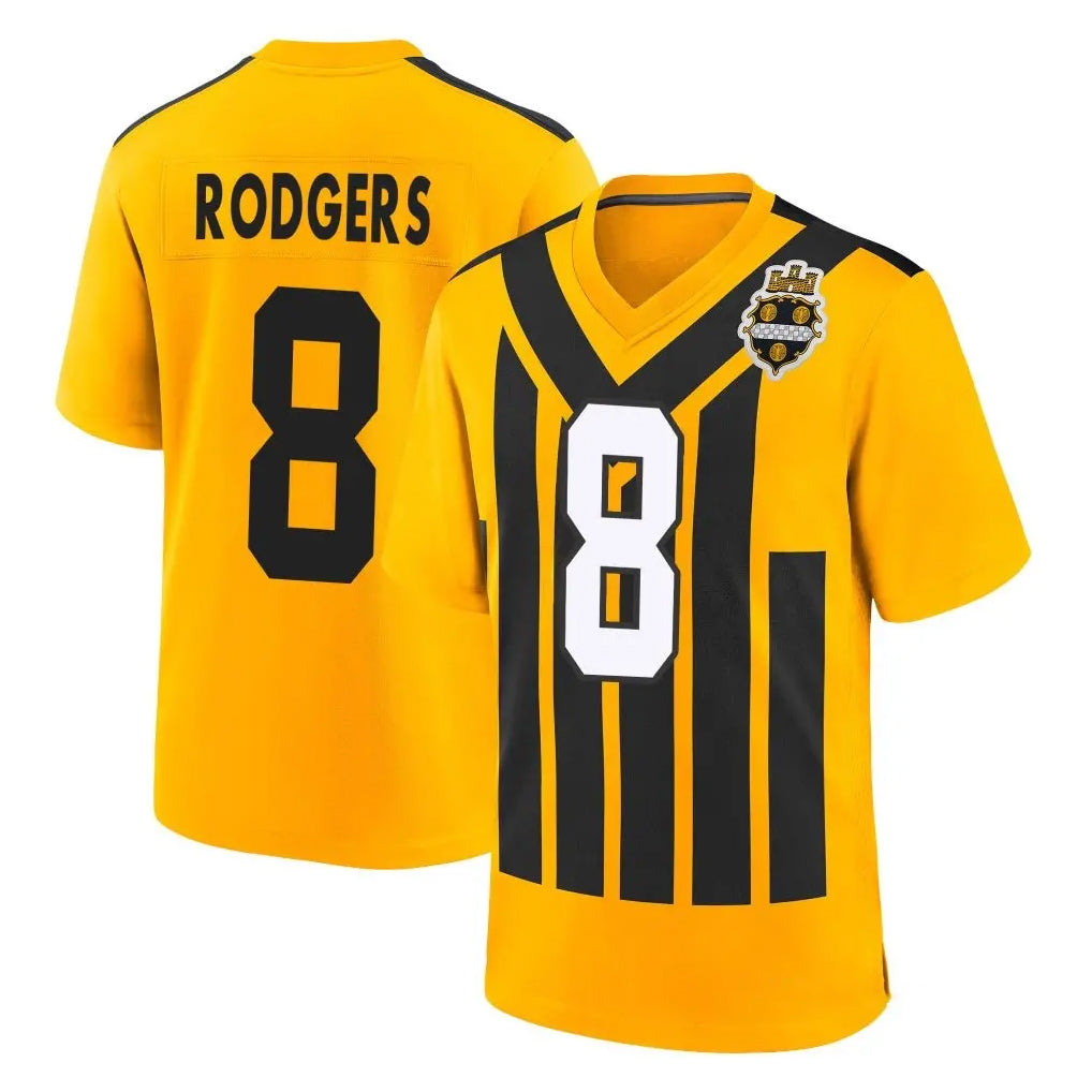 Kieara P.Steelers #8 Aaron Rodgers Player Gold Limited 1933 Throwback Home Game Stitched Jerseys