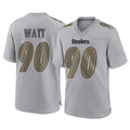 Kieara P.Steelers #90 T.J. Watt Player Gray Atmosphere Fashion Home Game Stitched Jerseys