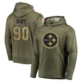 Kieara P.Steelers #90 T.J. Watt Player Olive Salute to Service Pullover Hoodie Home Game Stitched Jerseys