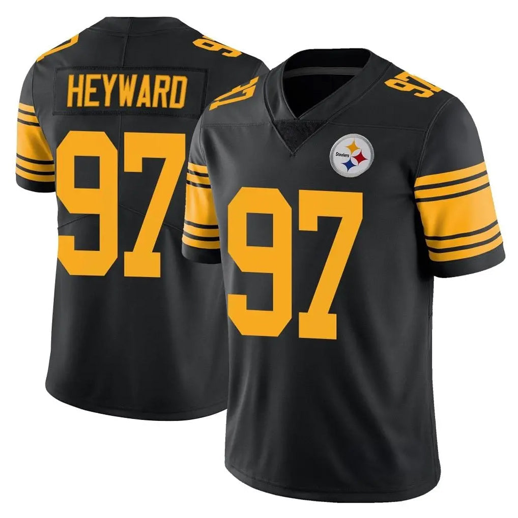 Kieara P.Steelers #97 Cameron Heyward Player Black Limited Color Rush Home Game Stitched Jerseys