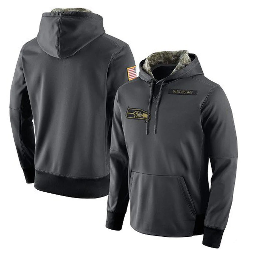 Kieara S.Seahawks Gray Pullover Hoodies Game Blank Player Stitched Jerseys