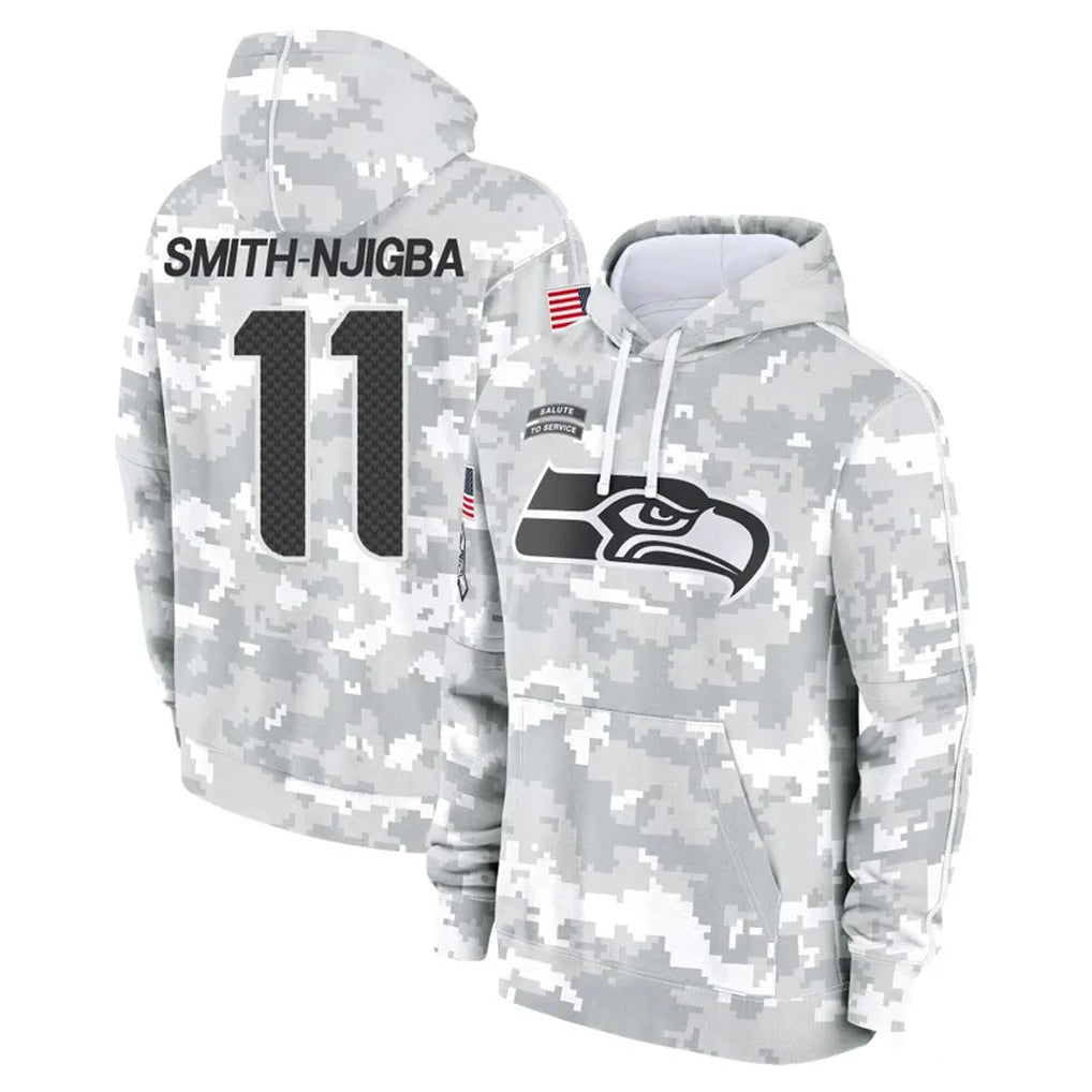 Kieara S.Seahawks #11 Jaxon Smith-Njigba Player Arctic Camo Limited Salute to Service Pullover Hoodies Game Stitched Jerseys