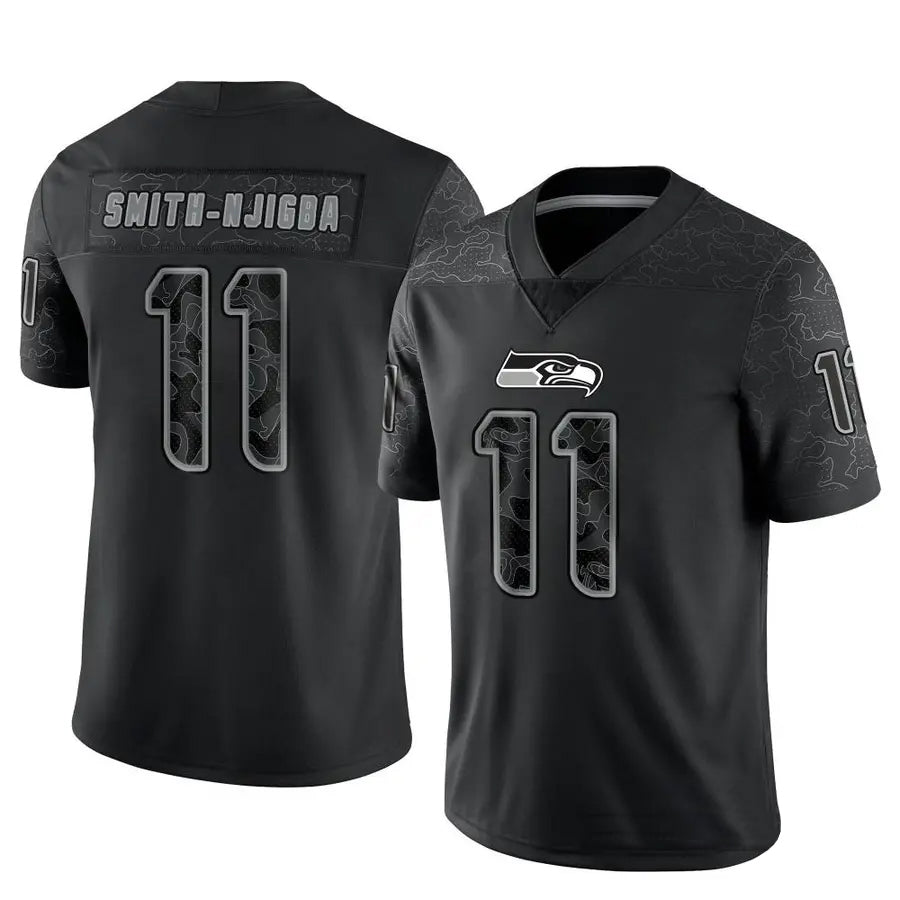 Kieara S.Seahawks #11 Jaxon Smith-Njigba Player Black Limited Reflective Stitched Jerseys