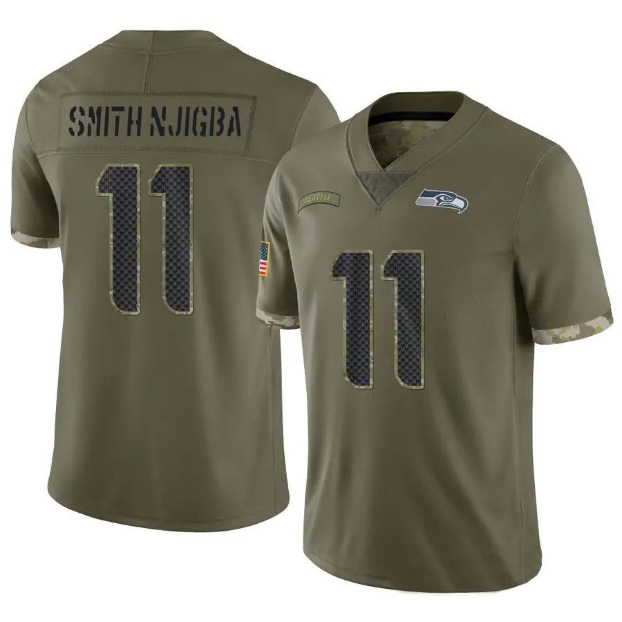 Kieara S.Seahawks #11 Jaxon Smith-Njigba Player Salute to Service Olive Stitched Jerseys
