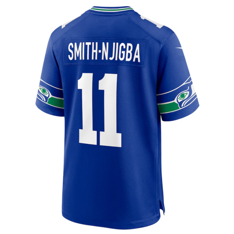 Kieara S.Seahawks #11 Jaxon Smith-Njigba Royal Throwback Player Game Jersey American Stitched Jerseys