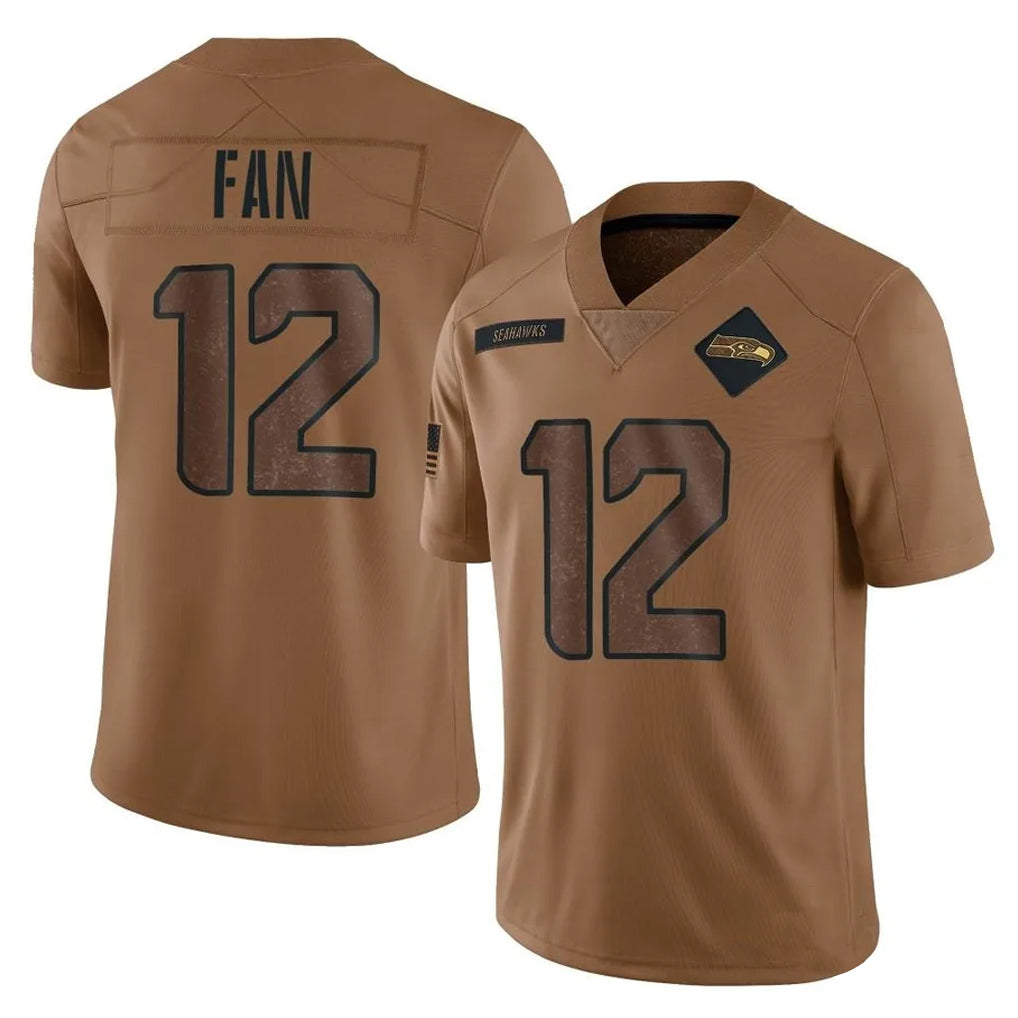 Kieara S.Seahawks #12 12th Fan Player Brown Limited Salute To Service Home Game Stitched Jerseys