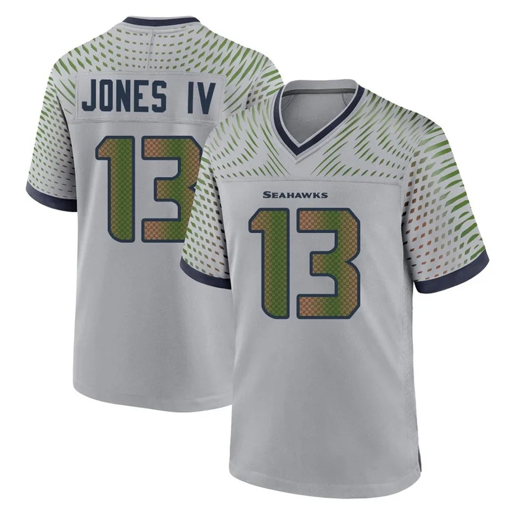 Kieara S.Seahawks #13 Ernest Jones IV Player Grey 2025 Rivalries Collection Home Game Stitched Jerseys