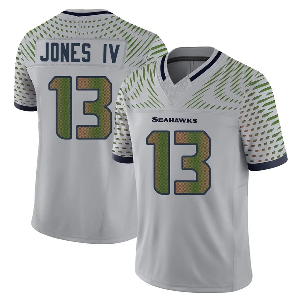 Kieara S.Seahawks #13 Ernest Jones IV Player Grey Limited 2025 Rivalries Collection Home Game Stitched Jerseys
