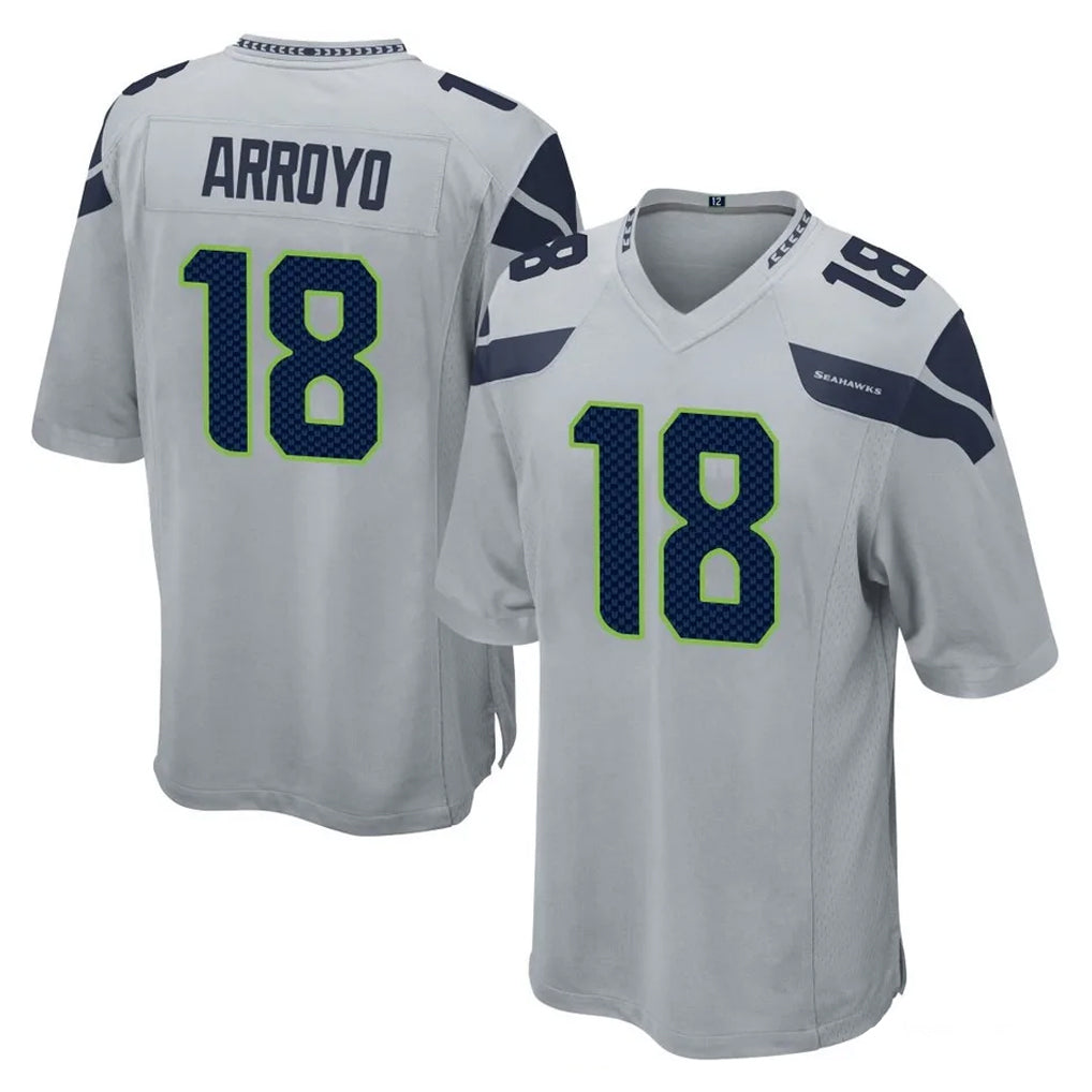 Kieara S.Seahawks #18 Elijah Arroyo Player Gray Home Game Stitched Jerseys