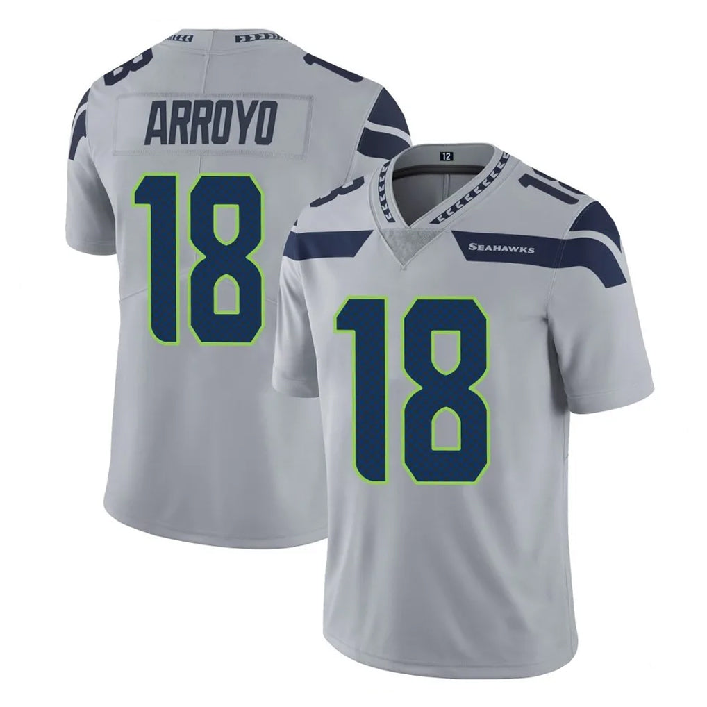 Kieara S.Seahawks #18 Elijah Arroyo Player Gray Limited Vapor Untouchable Home Game Stitched Jerseys