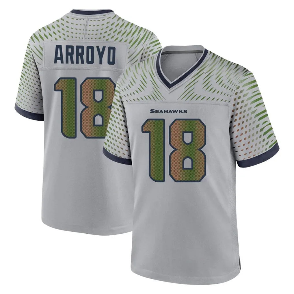 Kieara S.Seahawks #18 Elijah Arroyo Player Grey 2025 Rivalries Collection Home Game Stitched Jerseys