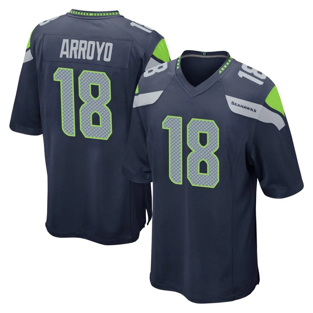 Kieara S.Seahawks #18 Elijah Arroyo Player Navy Home Game Stitched Jerseys