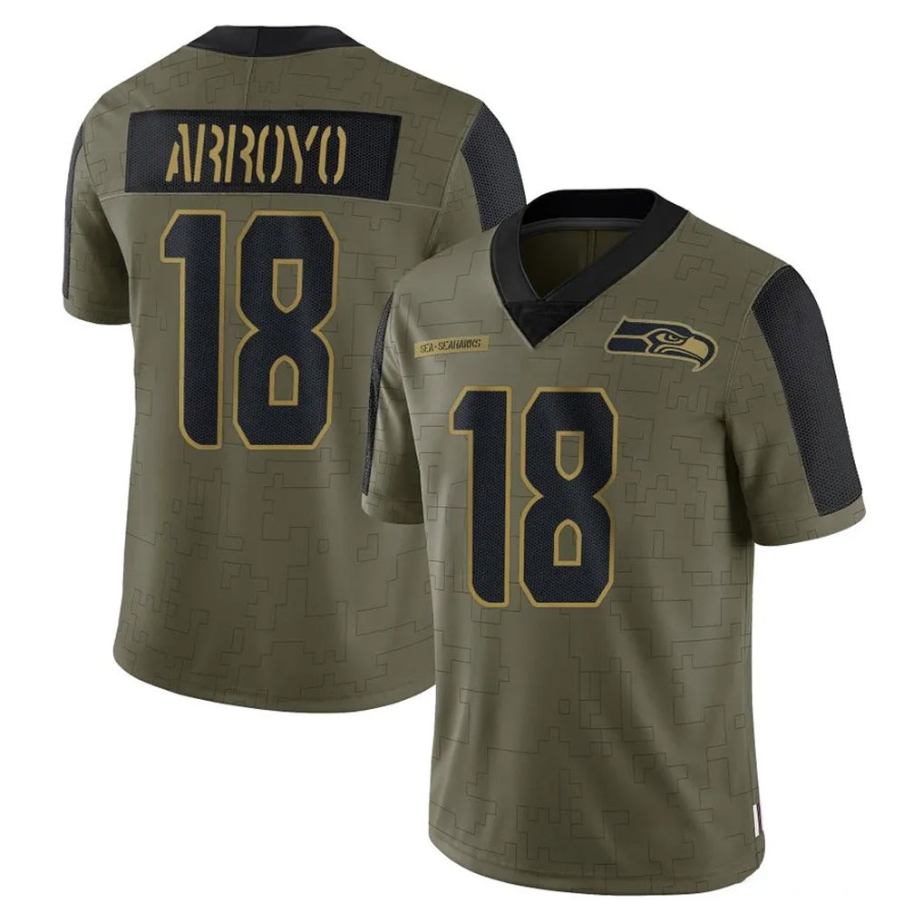 Kieara S.Seahawks #18 Elijah Arroyo Player Olive Salute To Service Limited Game Stitched Jerseys
