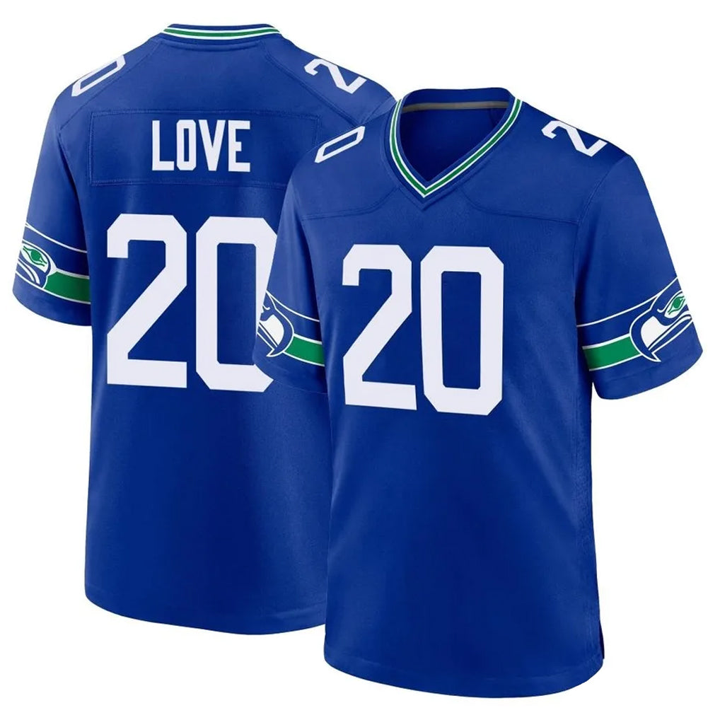 Kieara S.Seahawks #20 Julian Love Player Royal Throwback Home Game Stitched Jerseys