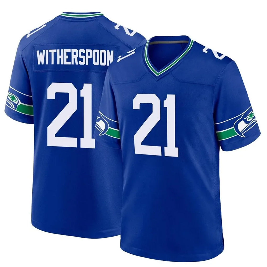 Kieara S.Seahawks #21 Devon Witherspoon Player Royal Throwback Home Game Stitched Jerseys