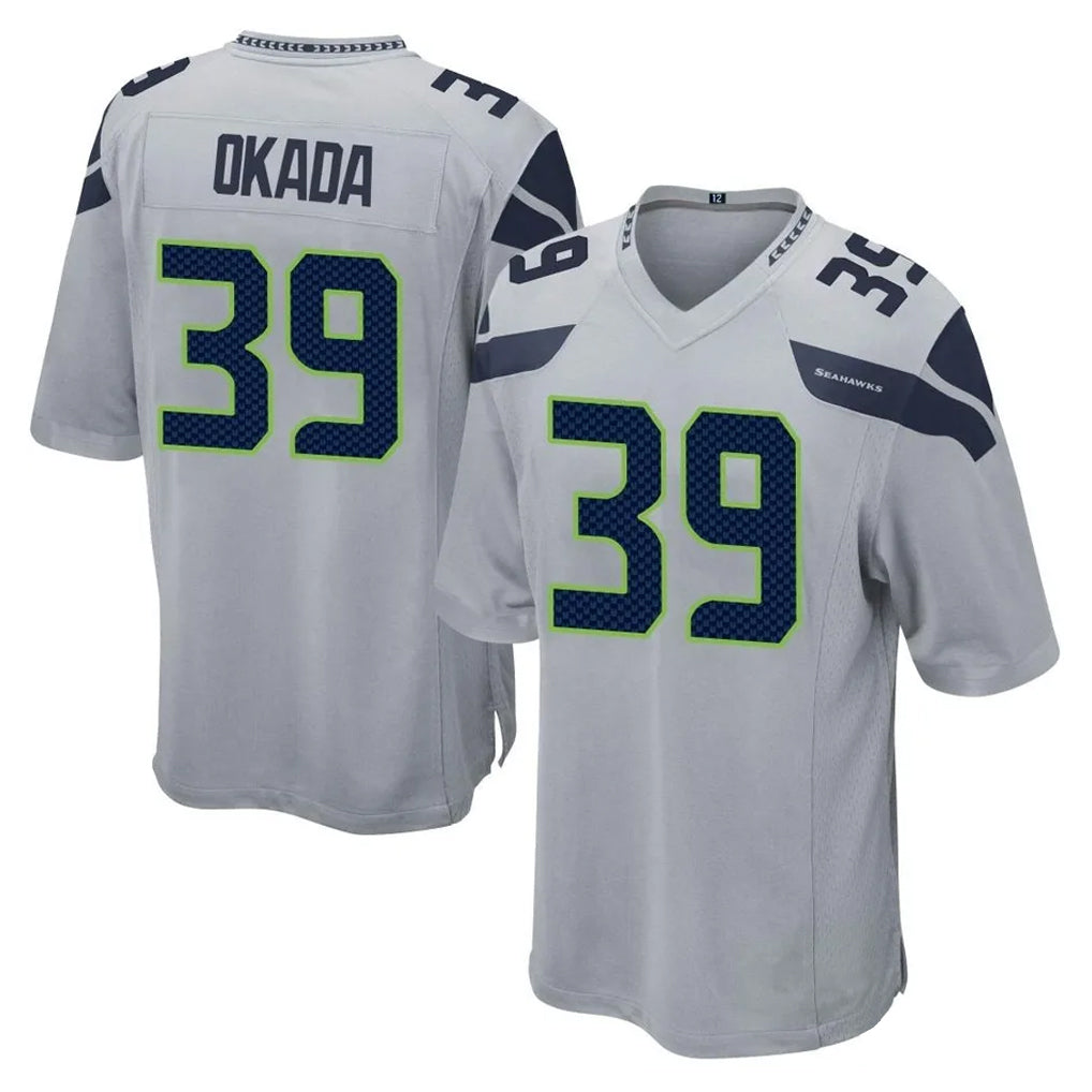 Kieara S.Seahawks #39 Ty Okada Player Gray Home Game Stitched Jerseys
