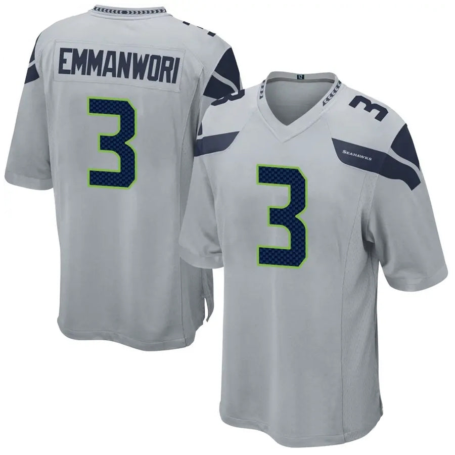 Kieara S.Seahawks #3 Nick Emmanwori Player Grey Game Football Jerseys