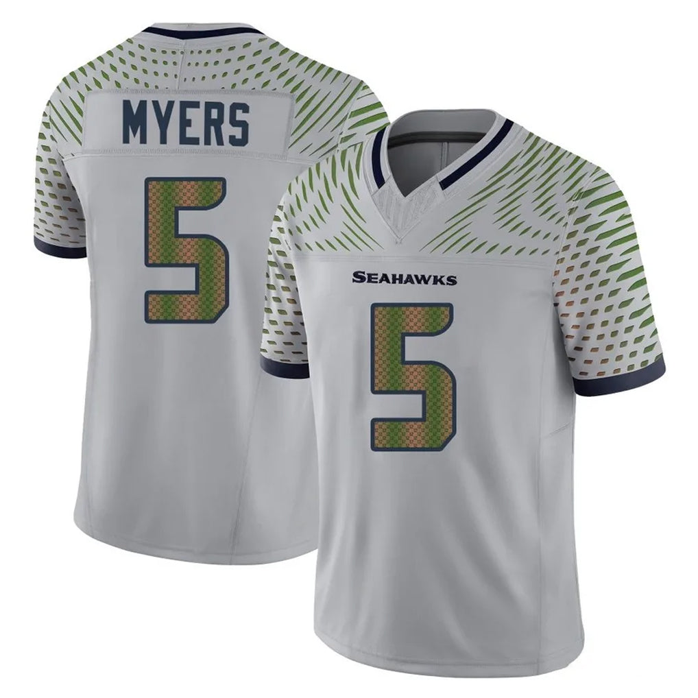 Kieara S.Seahawks #5 Jason Myers Player Grey Limited 2025 Rivalries Collection Home Game Stitched Jerseys