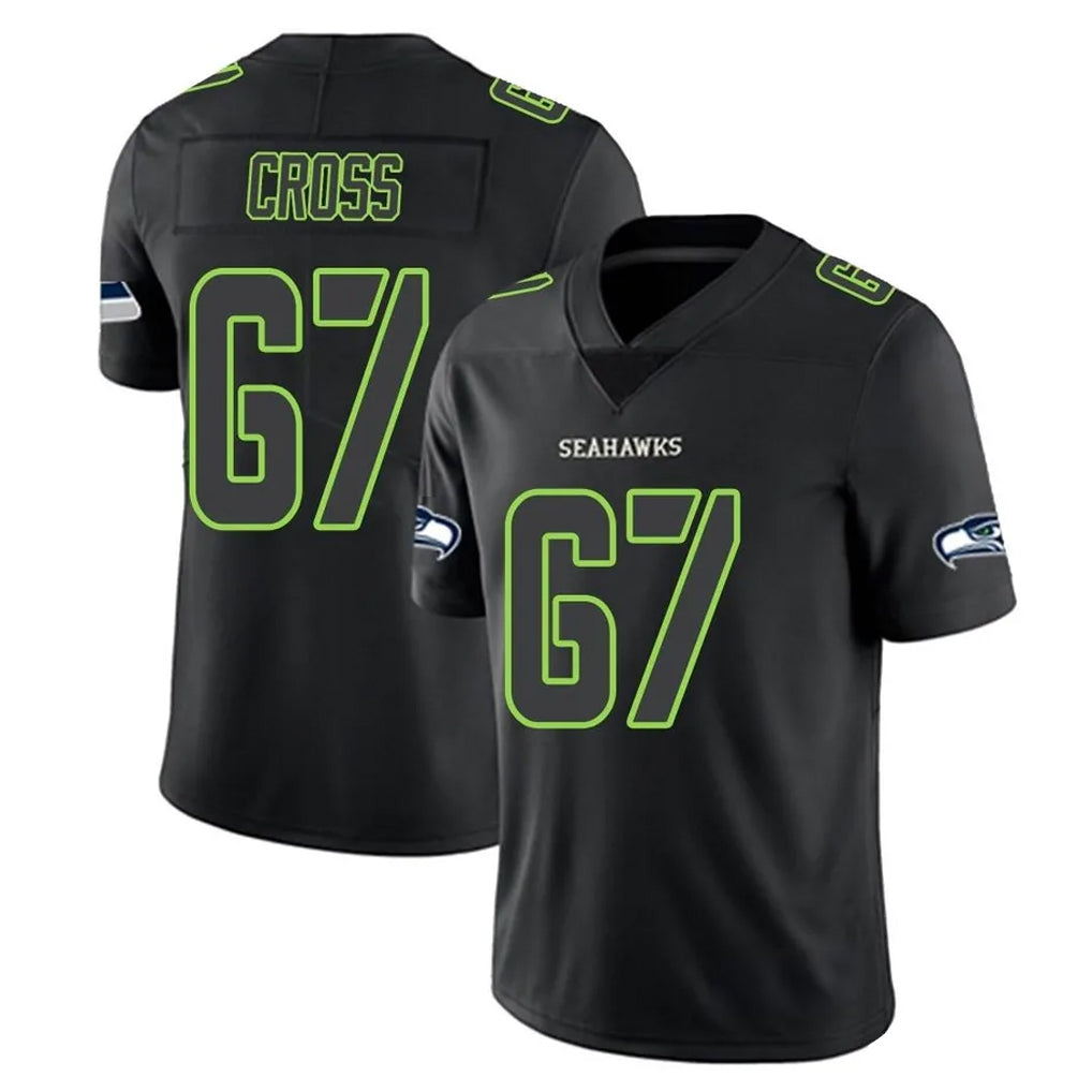 Kieara S.Seahawks #67 Charles Cross Player Black Impact Limited Home Game Stitched Jerseys