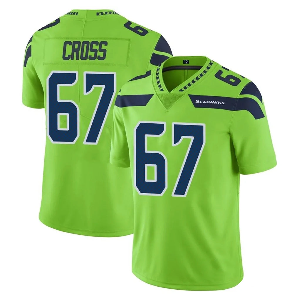 Kieara S.Seahawks #67 Charles Cross Player Green Limited Color Rush Home Game Stitched Jerseys