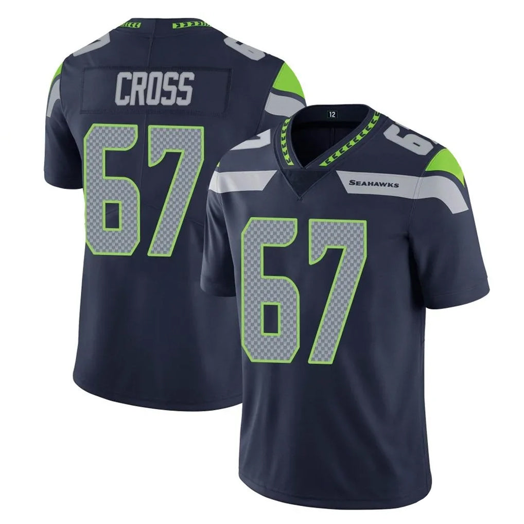 Kieara S.Seahawks #67 Charles Cross Player Navy Limited Vapor Untouchable Home Game Stitched Jerseys