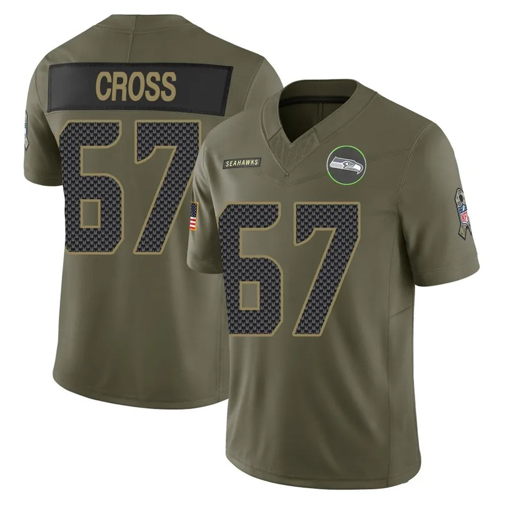 Kieara S.Seahawks #67 Charles Cross Player Olive 2025 Salute To Service Limited Home Game Stitched Jerseys