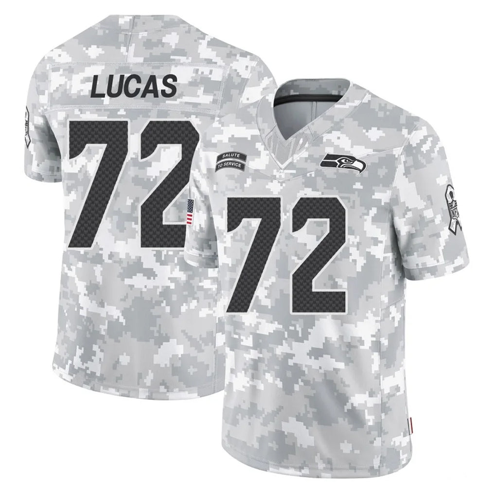 Kieara S.Seahawks #72 Abraham Lucas Player Arctic Camo Limited Salute To Service Home Game Stitched Jerseys