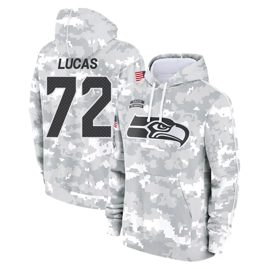 Kieara S.Seahawks #72 Abraham Lucas Player Arctic Camo Limited Salute to Service Pullover Hoodies Game Stitched Jerseys