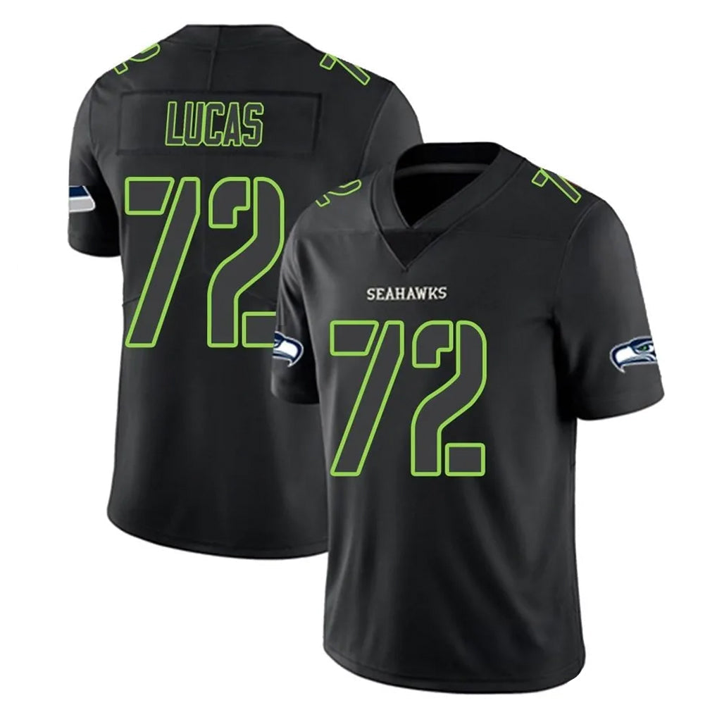 Kieara S.Seahawks #72 Abraham Lucas Player Black Impact Limited Home Game Stitched Jerseys