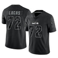 Kieara S.Seahawks #72 Abraham Lucas Player Black Limited Reflective Home Game Stitched Jerseys