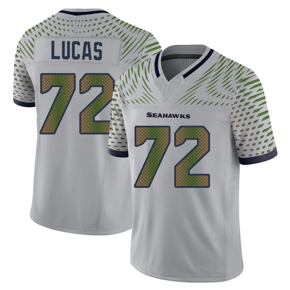 Kieara S.Seahawks #72 Abraham Lucas Player Grey Limited 2025 Rivalries Collection Home Game Stitched Jerseys