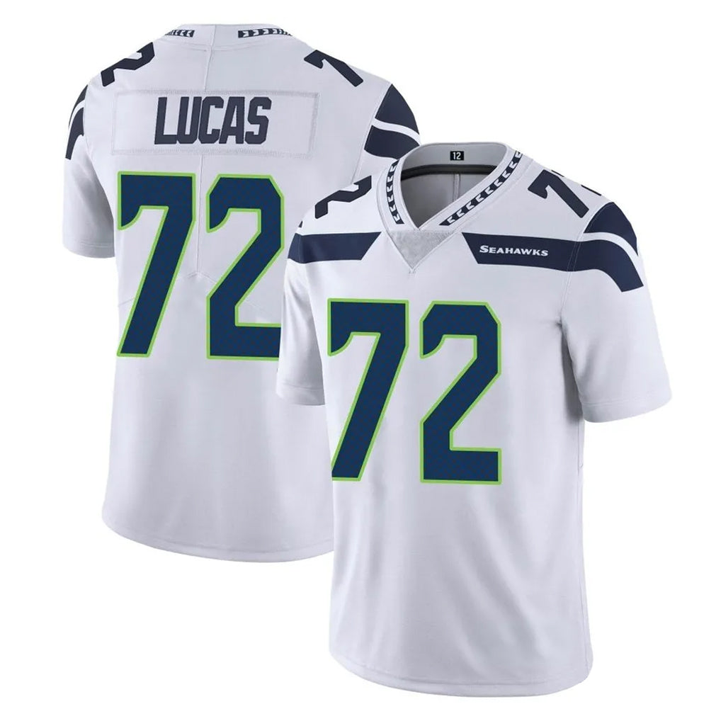 Kieara S.Seahawks #72 Abraham Lucas Player White Limited Vapor Untouchable Home Game Stitched Jerseys