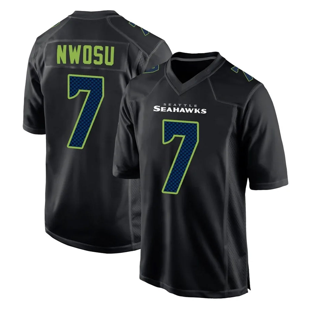 Kieara S.Seahawks #7 Uchenna Nwosu Player Black Limited Fashion Home Game Stitched Jerseys