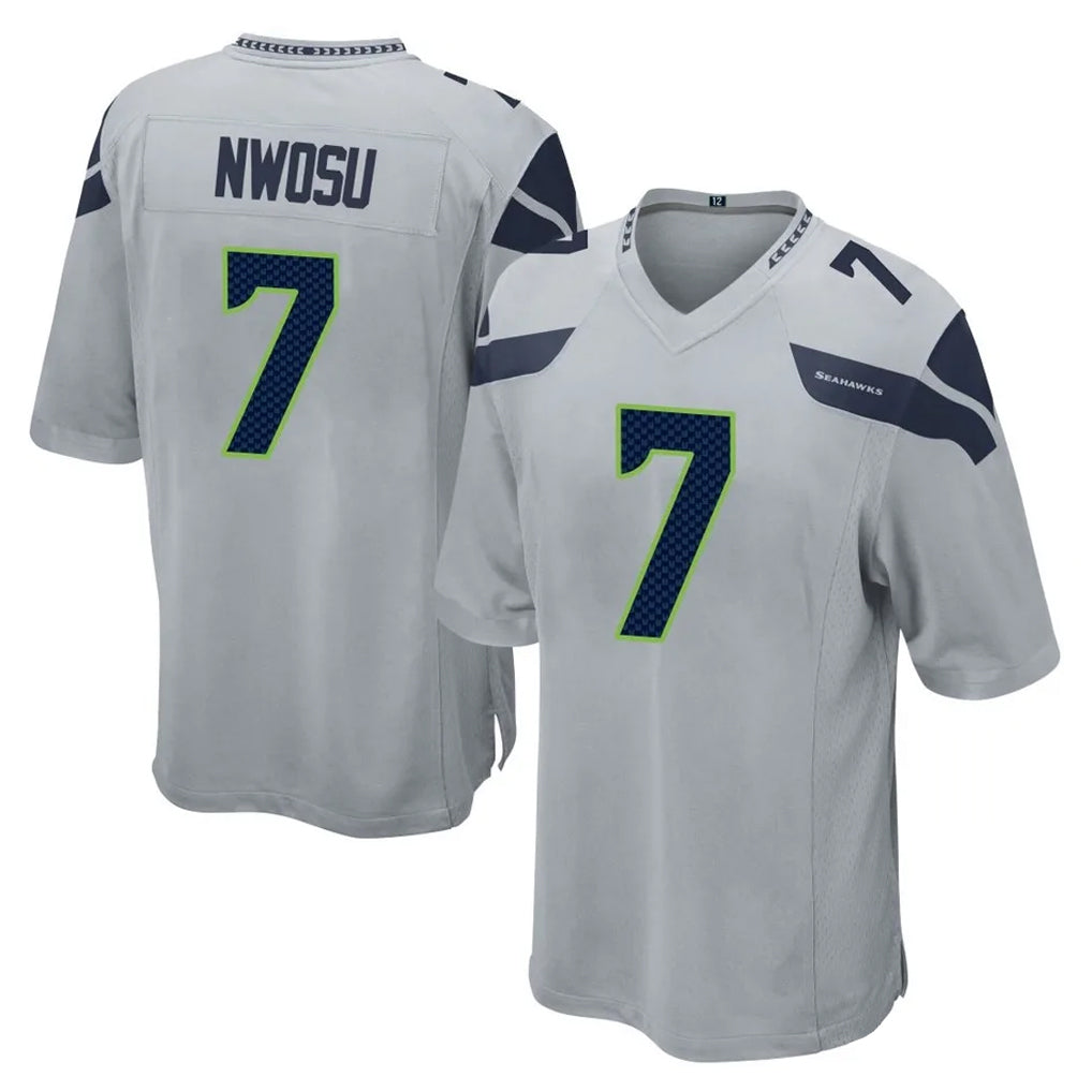 Kieara S.Seahawks #7 Uchenna Nwosu Player Gray Home Game Stitched Jerseys