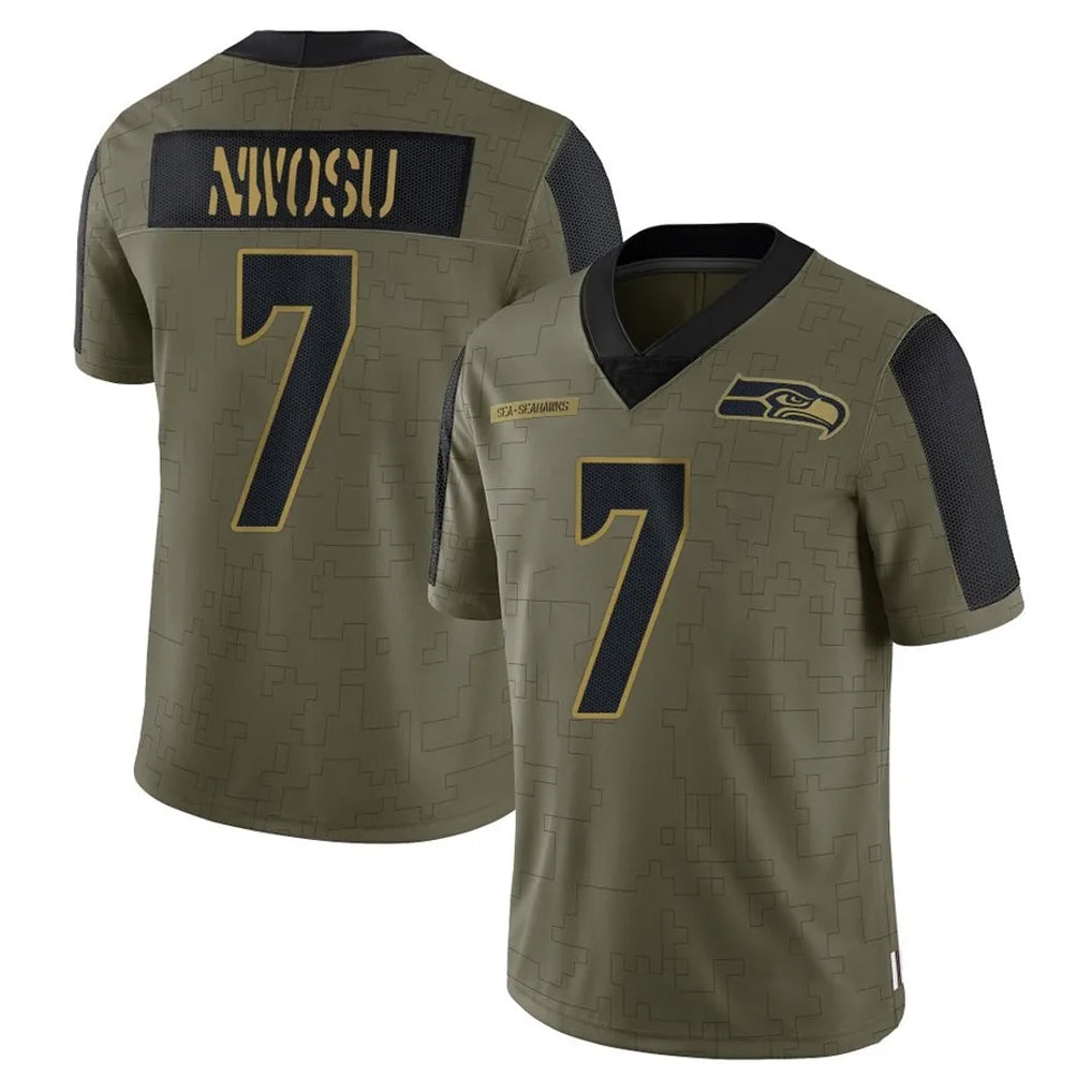 Kieara S.Seahawks #7 Uchenna Nwosu Player Olive Salute To Service Limited Game Stitched Jerseys