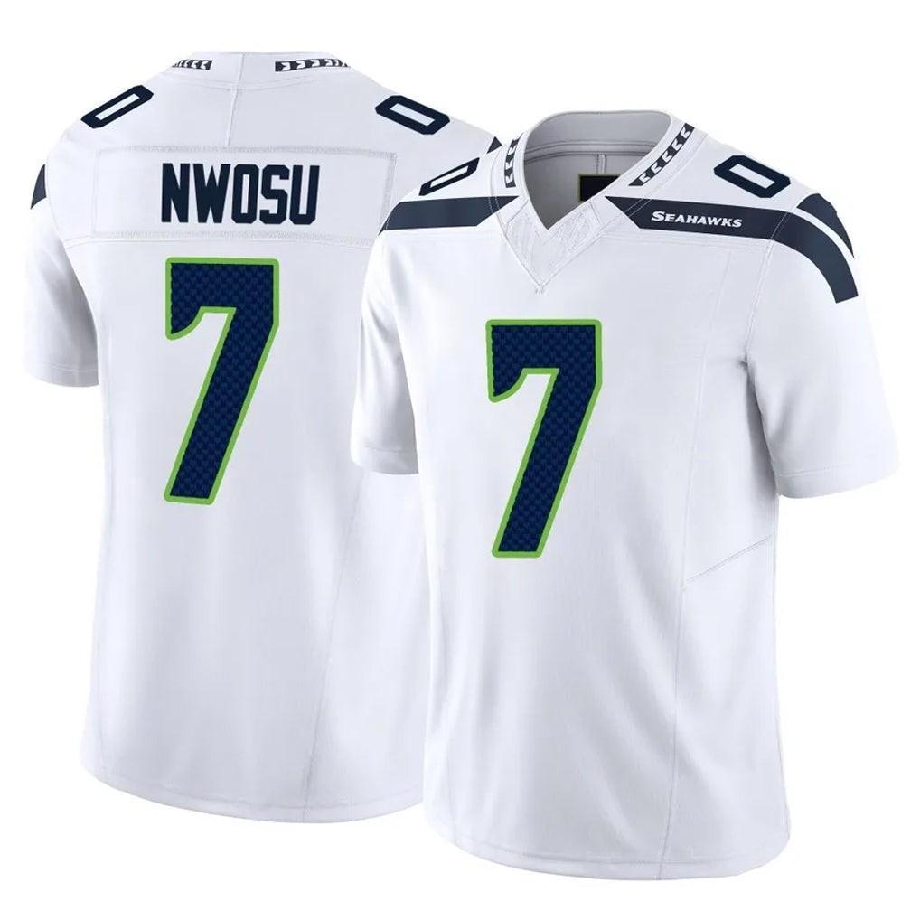 Kieara S.Seahawks #7 Uchenna Nwosu Player White Limited Vapor F.U.S.E. Home Game Stitched Jerseys