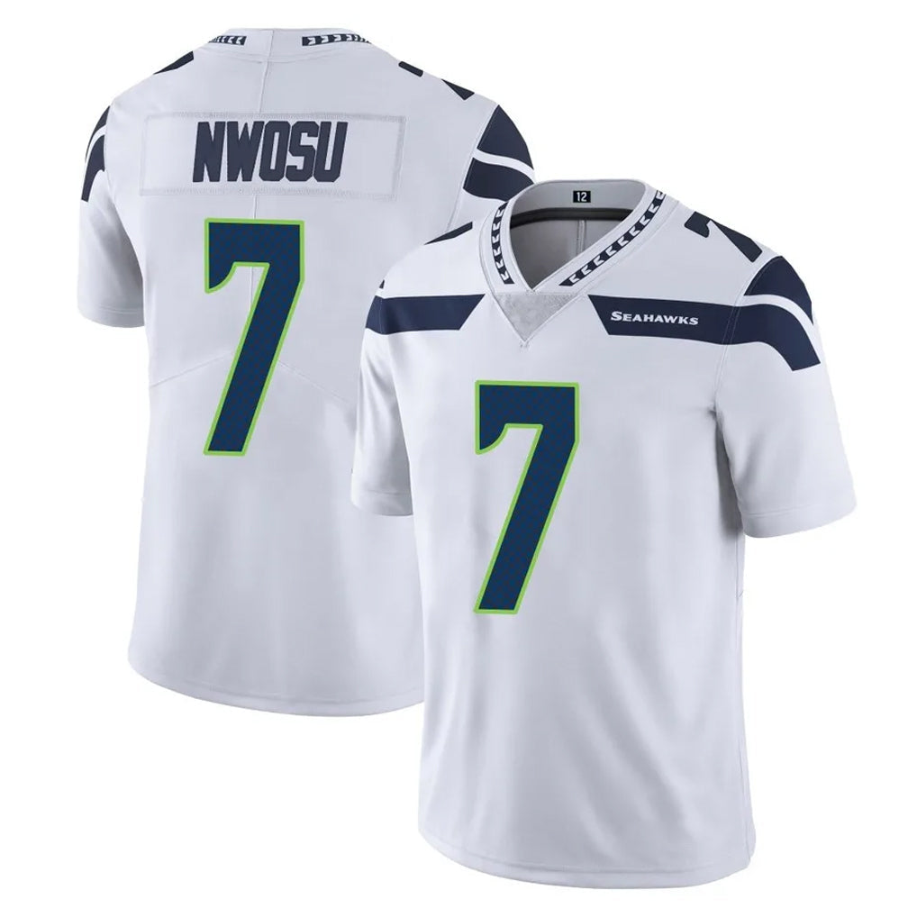 Kieara S.Seahawks #7 Uchenna Nwosu Player White Limited Vapor Untouchable Home Game Stitched Jerseys