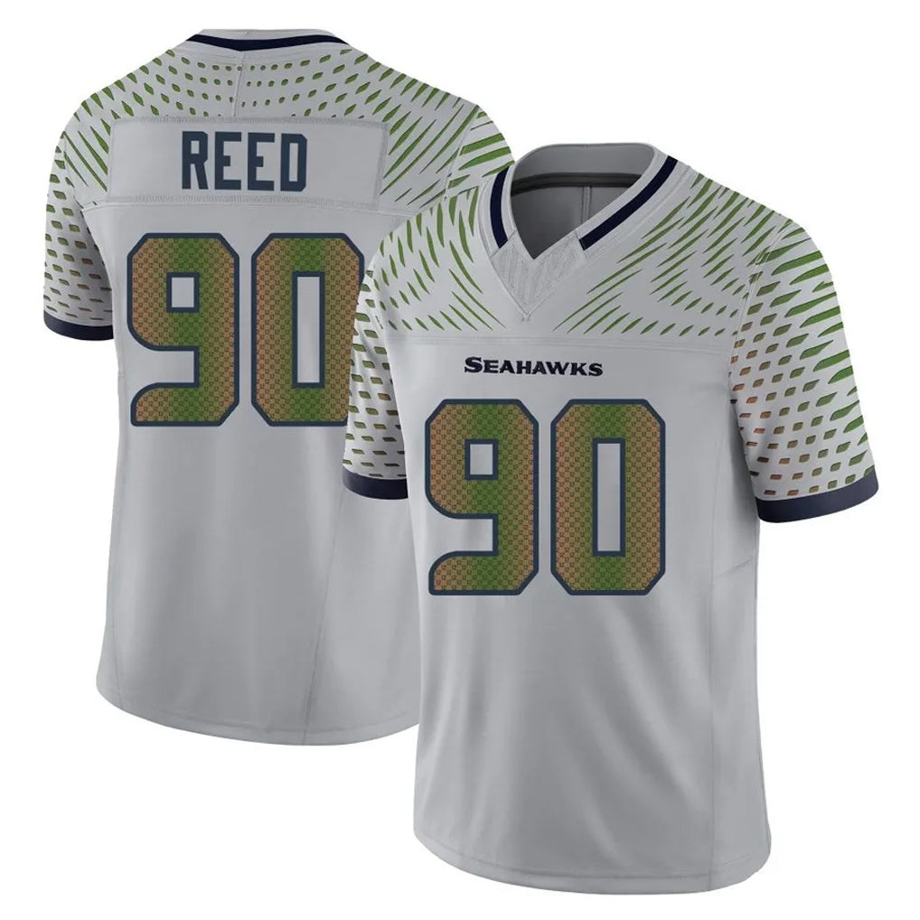 Kieara S.Seahawks #90 Jarran Reed Player Grey Limited 2025 Rivalries Collection Home Game Stitched Jerseys
