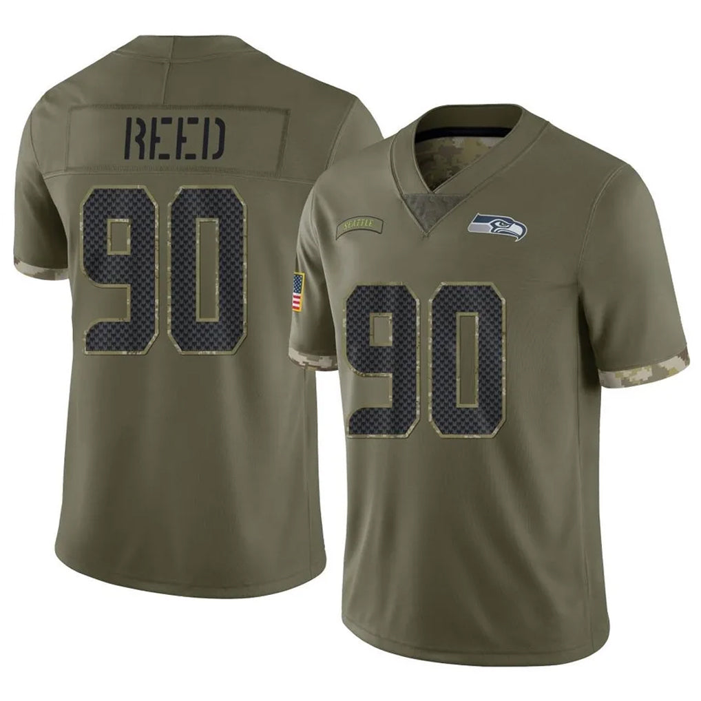 Kieara S.Seahawks #90 Jarran Reed Player Olive Limited Salute To Service Home Game Stitched Jerseys