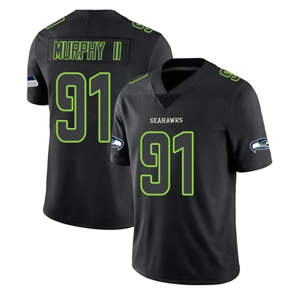 Kieara S.Seahawks #91 Byron Murphy II Player Black Impact Limited Home Game Stitched Jerseys